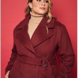 Beautiful Merlot Belted Wrap Coat! NWOT!